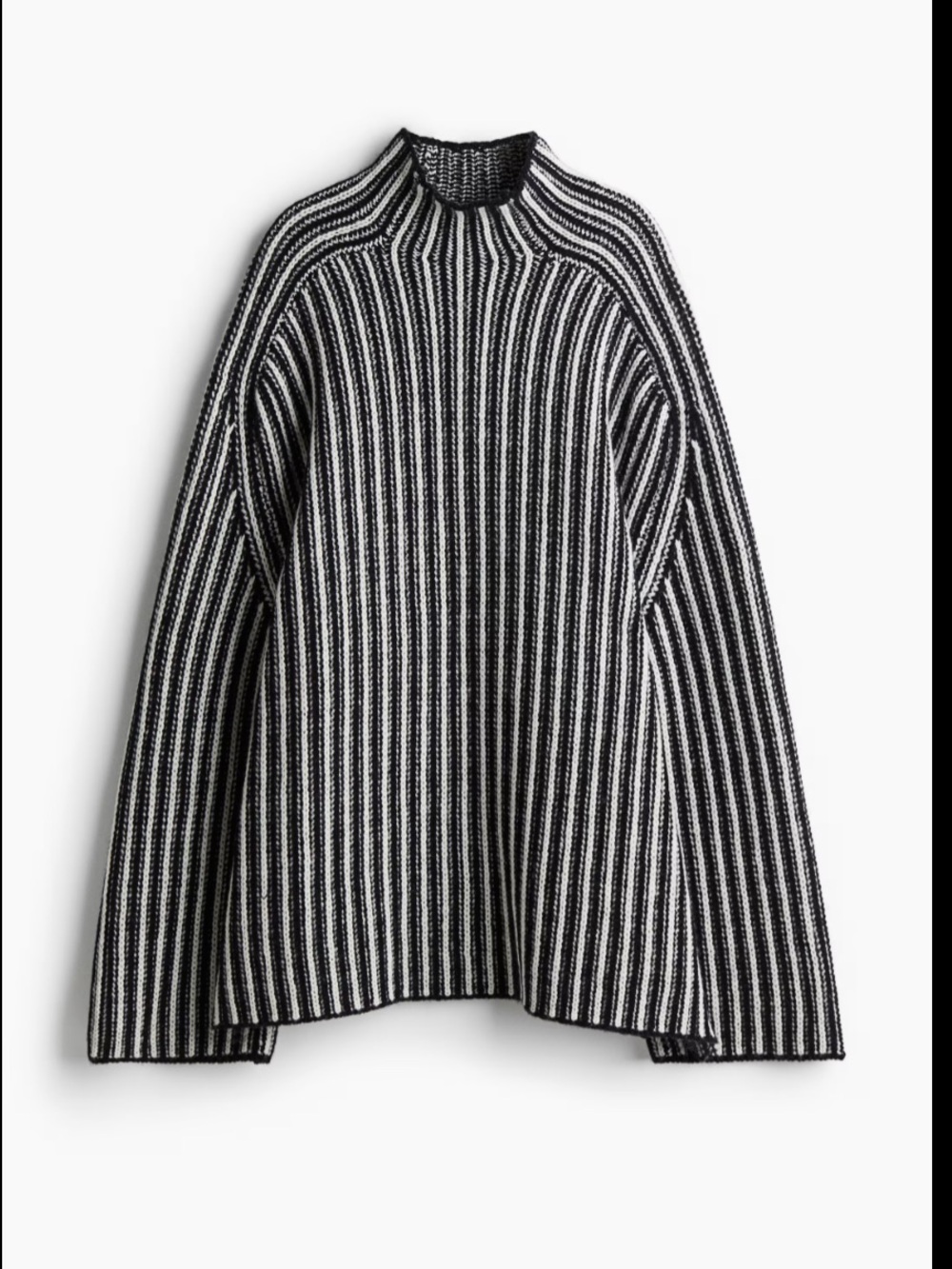 Black/ Striped Oversized Mock Turtleneck Sweater
